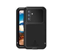 FONREST Full Body Rugged Case for Samsung-Galaxy-A54-5G, LOVE MEI Armor Heavy Duty Aluminum Silicone Hybrid Shockproof Snowproof Protective Cover w/Tempered Glass Screen Protector (Black)