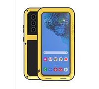 FONREST Heavy Duty Metal Case for Samsung Galaxy S21 Ultra 5G, 6.8-inch Shockproof Hybrid Aluminum Dustproof Cover [WITHOUT Tempered Glass], Supports Wireless Charging (Yellow)