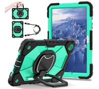 FONREST Heavy Duty Rugged Case for Samsung-Galaxy-Tab-A11+Plus 11'' 2025 with 360° Rotatable Kickstand/Hanging Ring Handle Shock-proof Cover w/Lanyard Pen Holder SM-X230/X235/X236 (Black/Mint)