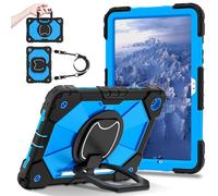 FONREST Heavy Duty Rugged Case for Samsung-Galaxy-Tab-A11+Plus 11'' 2025 with 360° Rotatable Kickstand/Hanging Ring Handle Shock-proof Cover w/Lanyard Pen Holder SM-X230/X235/X236 (Black/Blue)