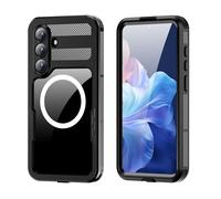 FONREST IP68 Waterproof Case for Samsung-Galaxy-S26+Plus with Magnetic Ring for Wireless Charging Transparent Slim Shock-Dust-Snow-proof Full-body Sealed Underwater Cover with Wrist Strap (Black)
