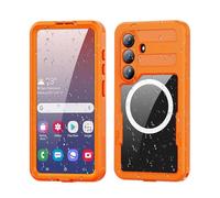 FONREST IP68 Waterproof Case for Samsung-Galaxy-S26 with Magnetic Ring for Wireless Charging Transparent Slim Shock-Dust-Snow-proof Full Body Sealed Underwater Outdoor Cover with Wrist Strap (Orange)