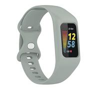 FONREST One-piece Straps Compatible with Fitbit-Charge-6/5/4/3/SE Bumper Case Band, Soft Silicone Washable Sports Replacement Watch Band Wristbands Bracelet for Activity Tracker Women Men(Grey)