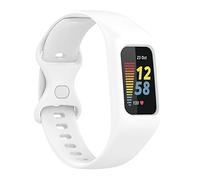 FONREST One-piece Straps Compatible with Fitbit-Charge-6/5/4/3/SE Bumper Case Band, Soft Silicone Washable Sports Replacement Watch Band Wristbands Bracelet for Activity Tracker Women Men(White)