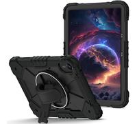 FONREST Portable Rugged Case Compatible with Redmi Pad 2 11-inch 2025 with Swivel Kickstand Hand-strap-grip Rigid Shock-proof Worksite Armor Cover with Crossbody Shoulder Strap (Black)