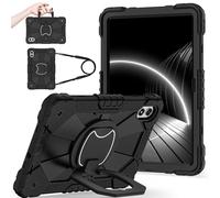 FONREST Portable Rugged Case for Redmi Pad 2 Pro 12.1'' 2025 with Swivel Kickstand/Hanging Ring Lifting Handle Crossbody Shoulder Strap Hybrid Heavy Duty Shock-proof Armor Cover (Black)