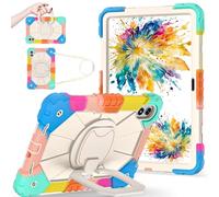 FONREST Portable Rugged Case for Redmi Pad 2 Pro 12.1'' 2025 with Swivel Kickstand/Hanging Ring Lifting Handle Crossbody Shoulder Strap Hybrid Heavy Duty Shock-proof Armor Cover (Neon)