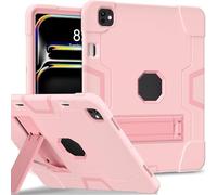 FONREST Rugged Case for iPad Pro 13-inch M5/M4 A3360/A3361 2025/2024 with Kickstand Pencil Holder, Kids-friendly Heavy Duty Hybrid PC+Silicon Shock-Proof Armor Cover (Rose Gold)