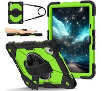 FONREST Rugged Case for Lenovo Tab M11/idea Tab 11''/Xiaoxin Pad 11 2025 w/Swivel Kickstand Hand-strap-grip Shock-proof Rigid Armor Cover w/Crossbody Shoulder Strap TB-330FU/336FU/335FC(Black+Green)