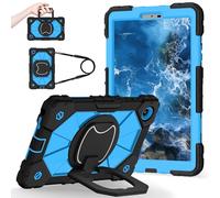 FONREST Rugged Case for Lenovo Tab One/for Lenovo Tab K9 8.7'' w/Pen Holder Swivel Kickstand/Hanging Ring Handle Shoulder Strap Heavy Duty Shock-proof Cover TB305XU/ TB305FU (Black+Blue)