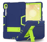 FONREST Rugged Case for Samsung Galaxy Tab S10 Lite 10.9 inch 2025 SM-X400/X406B/S10 FE/S9 FE with Kickstand S Pen Holder, Heavy Duty Hybrid Shock-Proof Armor Cover Kids-friendly (Navy+Green)