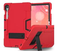 FONREST Rugged Case for Samsung Galaxy Tab S10 Lite 10.9 inch 2025 SM-X400/X406B/S10 FE/S9 FE with Kickstand S Pen Holder, Heavy Duty Hybrid Shock-Proof Armor Cover Kids-friendly (Red+Black)