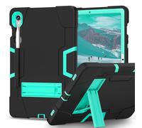 FONREST Rugged Case for Samsung Galaxy Tab S10 Lite 10.9 inch 2025 SM-X400/X406B/S10 FE/S9 FE with Kickstand S Pen Holder, Heavy Duty Hybrid Shock-Proof Armor Cover Kids-friendly (Black+Mint)
