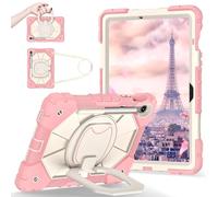 FONREST Rugged Case for Samsung Galaxy Tab S10 Lite 10.9 Inch 2025 SM-X400/X406B w/ [S Pen Holder] Swivel Kickstand/Hanging Ring Handle Shoulder Strap Heavy Duty Shock-proof Cover (Rose Gold)