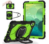 FONREST Rugged Case for Samsung Galaxy Tab S11 11 Inch 2025 SM-X730/X736B w/ [S Pen Holder] Swivel Kickstand/Hanging Ring Lifting Handle Shoulder Strap Heavy Duty Shock-proof Armor Cover (Black+Green)