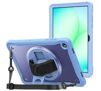 FONREST Rugged Crystal Case for Samsung-Galaxy-Tab-A11+Plus 11'' 2025 SM-X230/X235/X236 with Swivel Kickstand Hand Grip, Matte PC+TPU Wraped Edge Shock-Proof Cover with Shoulder Strap (Purple)