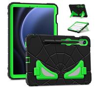 FONREST Rugged Kids Case for Samsung Galaxy Tab S10 Lite 10.9 Inch 2025 SM-X400/X406B / S10FE with Dual kickstand S Pen Holder, Shockproof PC+Silicon Heavy Duty Tough Children Cover (Black/Green)