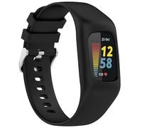 FONREST Strap Compatible with Fitbit-Charge-6/5/4/3 Bumper Case Band, One-Piece Soft Silicone Washable Sports Replacement Watch Band Wristbands Bracelet for Activity Tracker Women Men (Black+Silver)