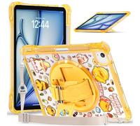 FONREST Ultra-thin Clear Kids Case for iPad Air 11-inch M3/M2 4th/5th Generation Cartoon Cover w/Swivel Kickstand Silicone Hand Grip Crossbody Shockproof Shell A3266/7 A2902/3 for iPad Pro 11 (Duck)