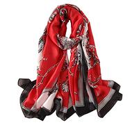 Fonshow Silk Scarf 100% Mulberry Silk Fashion Scarves Long Lightweight Shawl Wrap - - Free size