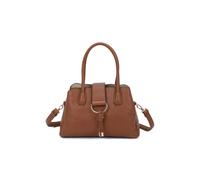 Fontanella Fashion Bellaelan Pu Leather Triple Compartment Handbag With A Metal D-Ring Ornament And An Extra Long Strap In Brown Brown One Size