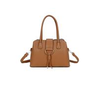 Fontanella Fashion Bellaelan Pu Leather Triple Compartment Handbag With A Metal D-Ring Ornament And An Extra Long Strap In Light Brown Light Brown