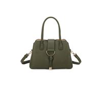 Fontanella Fashion Bellaelan Pu Leather Triple Compartment Handbag With A Metal D-Ring Ornament And An Extra Long Strap In Olive Olive