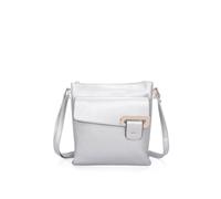 Fontanella Fashion Clasico Accent Buckle Tri-Compartments Pu Leather Messenger Bag In Silver Silver One Size