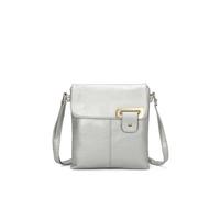 Fontanella Fashion Clasico Gold Accent Buckle Pu Leather Crossbody Messenger Bag In Silver Silver
