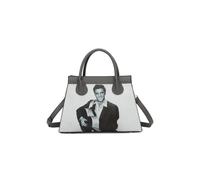 Fontanella Fashion Classic Elvis Printed Trapezium Top Handle Pu Leather Tote Bag In Dark Grey Dark Grey