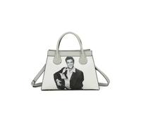 Fontanella Fashion Classic Elvis Printed Trapezium Top Handle Pu Leather Tote Bag In Light Grey Light Grey