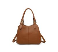 Fontanella Fashion Drei Triple Compartments Pu Leather Convertible Shoulder Tote Bag With Adjustable Straps In Brown Brown One Size
