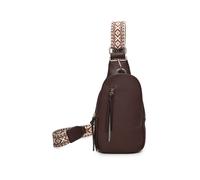 Fontanella Fashion Duo Pu Crossbody Sling Bag With Canvas Strap In Chocolate Chocolate