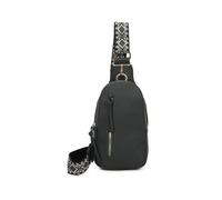 Fontanella Fashion Duo Pu Crossbody Sling Bag With Canvas Strap In Dark Grey Dark Grey