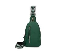Fontanella Fashion Duo Pu Crossbody Sling Bag With Canvas Strap In Emerald Emerald