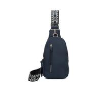 Fontanella Fashion Duo Pu Crossbody Sling Bag With Canvas Strap In Navy Navy