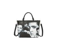 Fontanella Fashion Elvis Printed Pu Leather Top Handle Tote Bag In Jet Black Jet Black