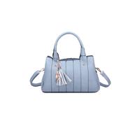 Fontanella Fashion Katze Striped Pu Leather Tote Shoulder Handbag With Kitten Charm In Baby Blue Baby Blue One Size