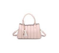 Fontanella Fashion Katze Striped Pu Leather Tote Shoulder Handbag With Kitten Charm In Pale Pink Pale Pink One Size