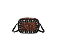 Fontanella Fashion Leopard Patterned Luxe Soft Suede Leather Crossbody Bag In Black Black One Size