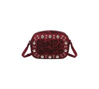 Fontanella Fashion Leopard Patterned Luxe Soft Suede Leather Crossbody Bag In Burgundy Burgundy One Size