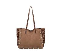 Fontanella Fashion Leopard Patterned Luxe Soft Suede Pu Leather Tote Bag Including A Crossbody Bag In Taupe Taupe One Size