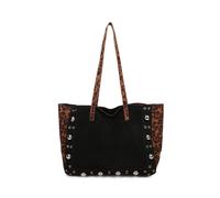 Fontanella Fashion Leopard Patterned Luxe Soft Suede Pu Leather Tote Bag Including A Crossbody Bag In Black Black One Size