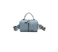 Fontanella Fashion Loma Triple Zip Jacket-Style Pu Crossbody Handbag With Canvas Strap In Light Blue Light Blue