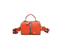 Fontanella Fashion Loma Triple Zip Jacket-Style Pu Crossbody Handbag With Canvas Strap In Tangerine Tangerine