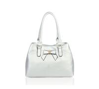 Fontanella Fashion Mayer Ribbon Dual Compartment Pu Leather Shoulder Tote Bag In Silver Silver One Size