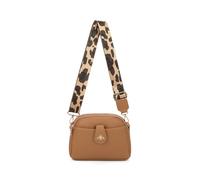 Fontanella Fashion Monarch Bee Badge Pu Multi-Pocket Leather Crossbody Bag With Leopard Canvas Strap In Light Brown Light Brown One Size