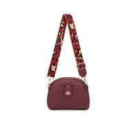 Fontanella Fashion Monarch Bee Badge Pu Multi-Pocket Leather Crossbody Bag With Leopard Canvas Strap In Burgundy Burgundy One Size