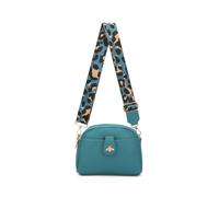 Fontanella Fashion Monarch Bee Badge Pu Multi-Pocket Leather Crossbody Bag With Leopard Canvas Strap In Turquoise Turquoise One Size