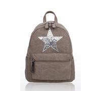 Fontanella Fashion Sparkle Star Canvas Backpack X Rucksack In Khaki Khaki
